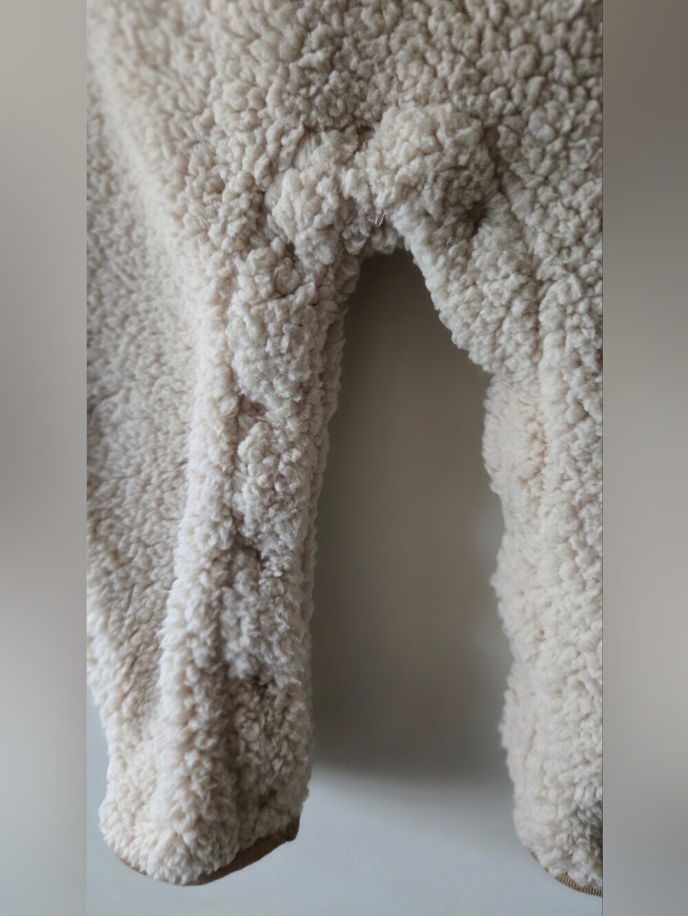 Carter's Cream Sherpa Infant Footless Romper with Tan Cuff - Picture 3 of 4